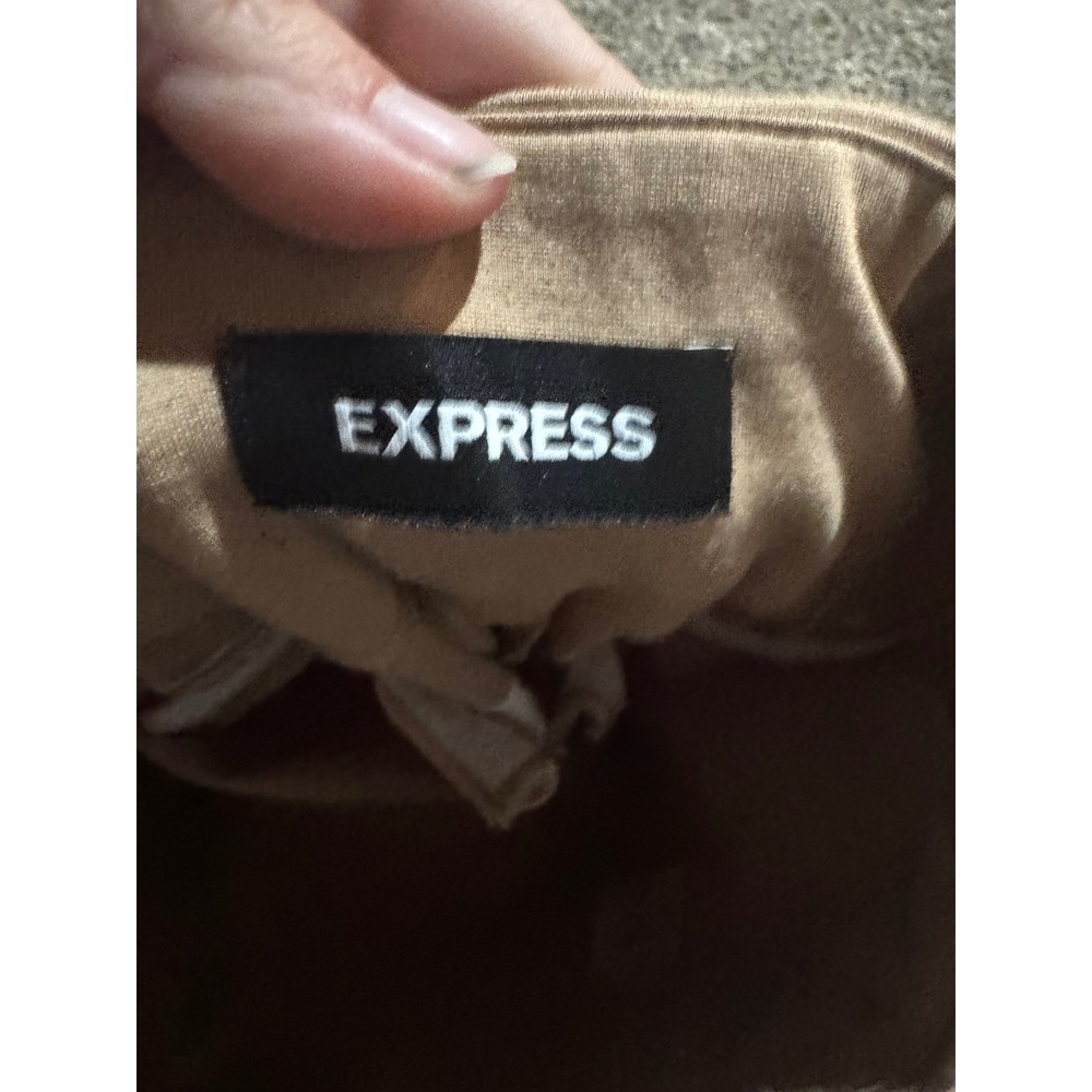 Express Columnist Ankle Pants Womens Medium Camel Tan High Rise Slim Trousers - Picture 2 of 5